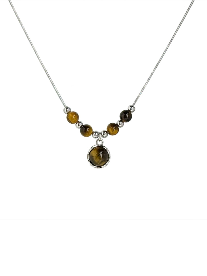 Choker Leather Women's Chinese Clavicle Chain Tigereye
