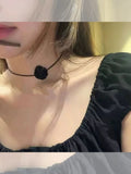 Accessible Luxury Chocker Fabric Clavicle Chain Camellia