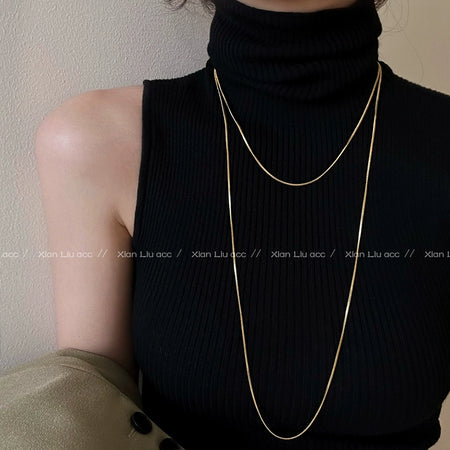 Long Twin Gold Elegant High-End Entry Lux Snake Bones Chain