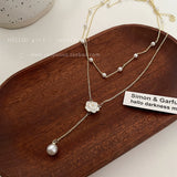 Accessible Luxury Double-Layered Tassel Women's Camellia Pearl Necklace