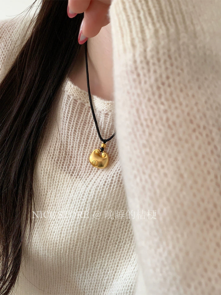 Late Sleeping Platycodon Grandiflorum for Men and Women Alluvial Gold Necklace Gourd