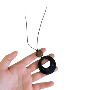 Niche Style Ring Pendant Long Women's Sweater Chain Black Rope