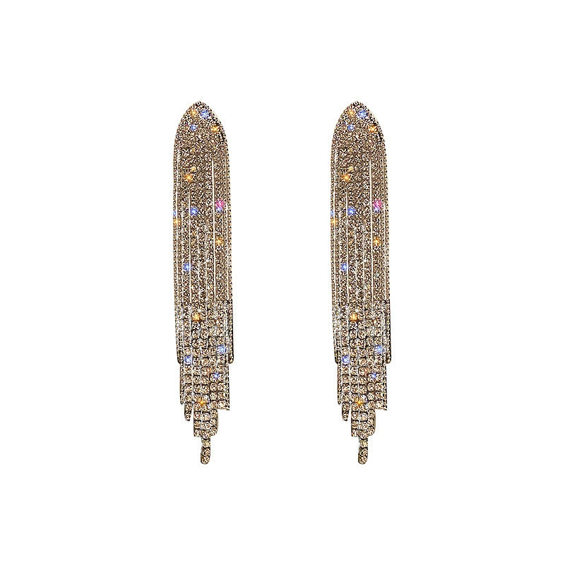 Full Diamond Geometric Fashion Fashion Long Female 925 Silver Needle