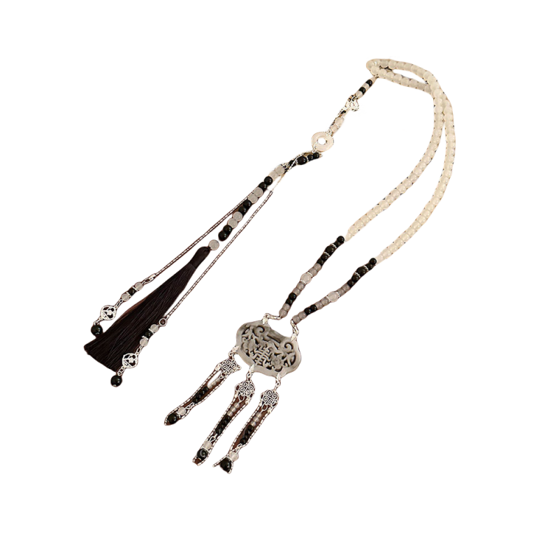Gradient Tassel Necklace of Precious Stones Cheongsam Accessories Female Han Costume