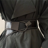 Fancy Stretch Women's Ins Outer Coat Wide Belt