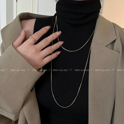 Long Twin Gold Elegant High-End Entry Lux Snake Bones Chain