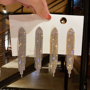 Full Diamond Geometric Fashion Fashion Long Female 925 Silver Needle