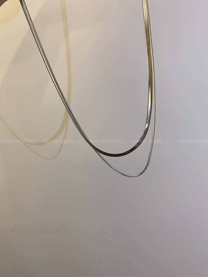 Niche Style Titanium Steel Double Layer Twin Snake Bone Female Fine Necklace