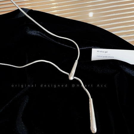 Cold Style Minimalist Women's Autumn and Winter Long Sweater Chain Water Drop