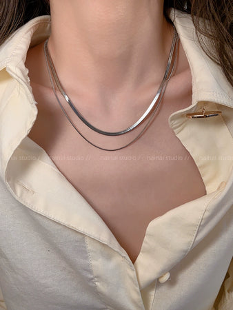 Niche Style Titanium Steel Double Layer Twin Snake Bone Female Fine Necklace