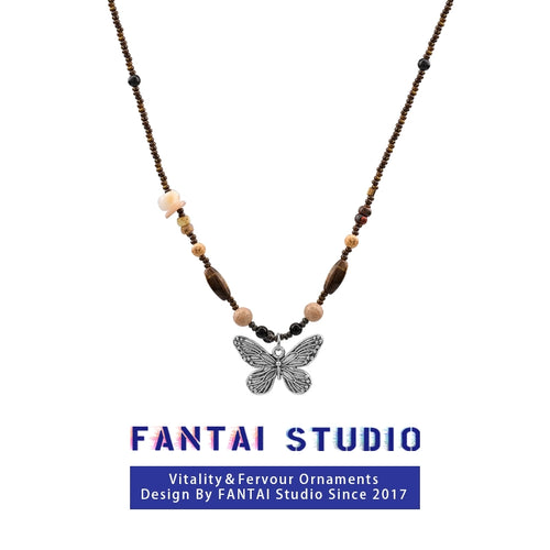 Niche Style Butterfly Chinese Ancient Style Zen Women's Sweater Chain Beaded
