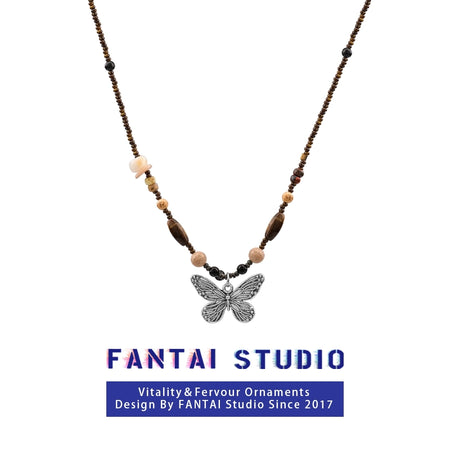 Niche Style Butterfly Chinese Ancient Style Zen Women's Sweater Chain Beaded