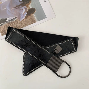 Fancy Stretch Women's Ins Outer Coat Wide Belt