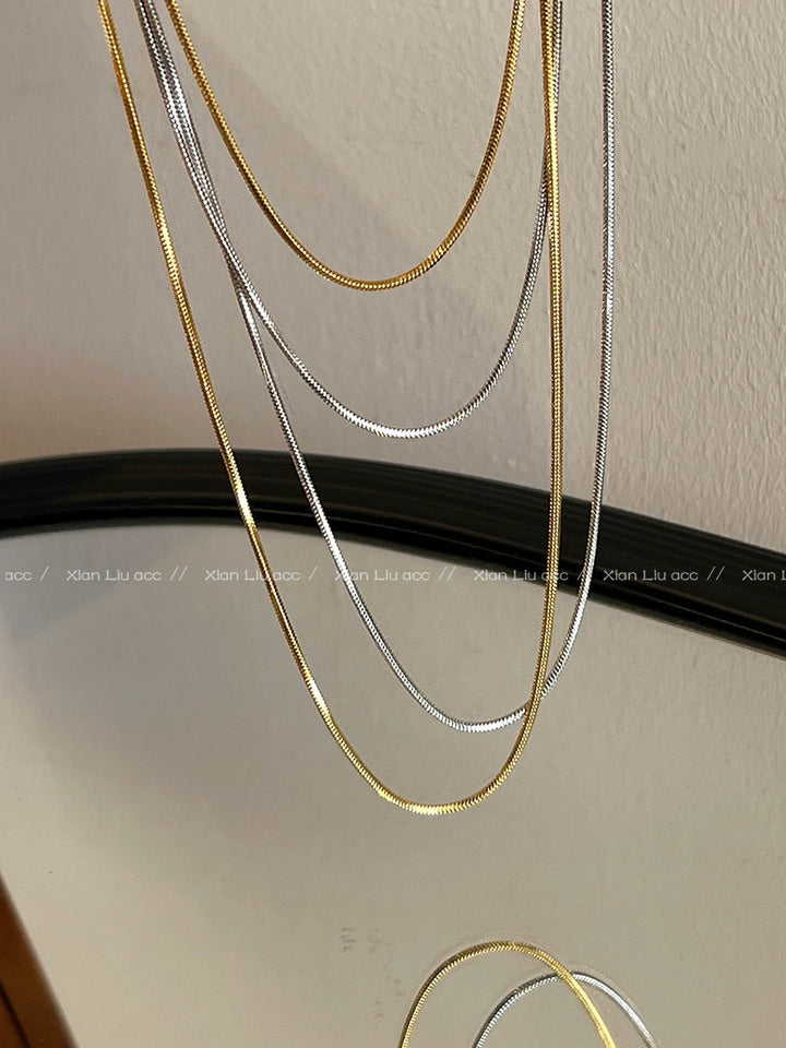 Long Twin Gold Elegant High-End Entry Lux Snake Bones Chain