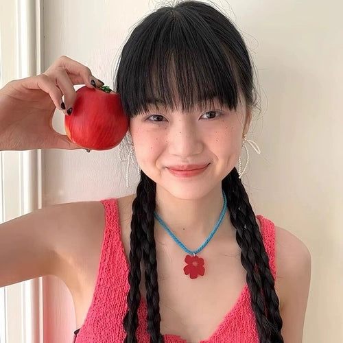 INS Korean Clavicle Chain Female Dopamine Little Red Flower