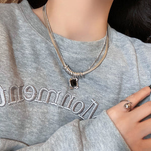 Niche Style Titanium Steel Sweatshirt Female Ornament Clavicle Chain Zircon