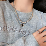 Niche Style Titanium Steel Sweatshirt Female Ornament Clavicle Chain Zircon