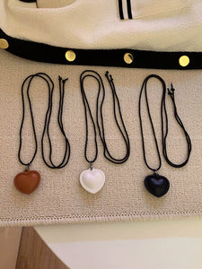 Heart PU Leather Shoelace Sweater Chain