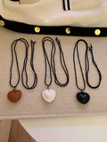 Heart PU Leather Shoelace Sweater Chain