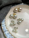 Tahidishijia Women's Platinum Gray French Pearl Stud Earrings