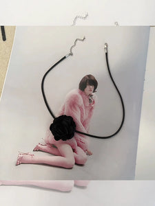 Accessible Luxury Chocker Fabric Clavicle Chain Camellia
