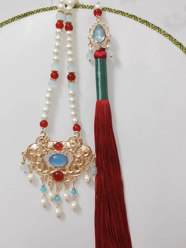 Gradient Tassel Necklace of Precious Stones Cheongsam Accessories Female Han Costume