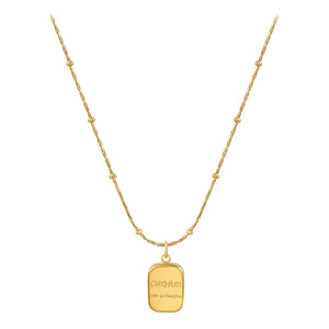 Niche Style Titanium Steel Women's Accessible Luxury Gold Brick Pendant Necklace
