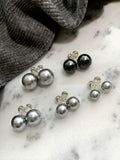 Tahidishijia Women's Platinum Gray French Pearl Stud Earrings