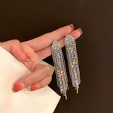 Full Diamond Geometric Fashion Fashion Long Female 925 Silver Needle