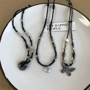 Niche Style Butterfly Chinese Ancient Style Zen Women's Sweater Chain Beaded
