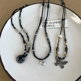 Niche Style Butterfly Chinese Ancient Style Zen Women's Sweater Chain Beaded