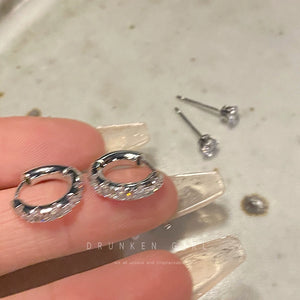 Niche Style Women's Double Ear Piercing Fancy Best Selling Silver Needle