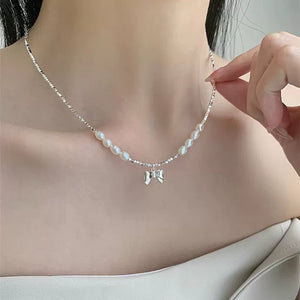 Light Luxury Minority Broken Silver Best Selling Clavicle Chain Butterfly Pearl