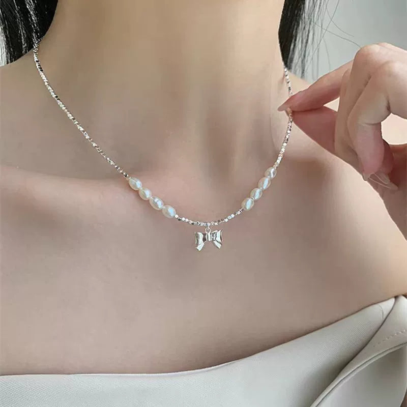 Light Luxury Minority Broken Silver Best Selling Clavicle Chain Butterfly Pearl