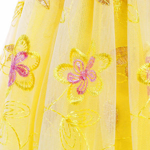 Disney Belle Princess Dress for Girl Kids Floral Ball Gown Child Cosplay Bella Beauty and The Beast Costume Halloween Party - www.sixcolors.us