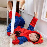 Spider Man Flannel Jumpsuit Pajama Adult Children Home Wear Toilet Version Sleepwear Halloween Costume Indoor Clothing - www.sixcolors.us