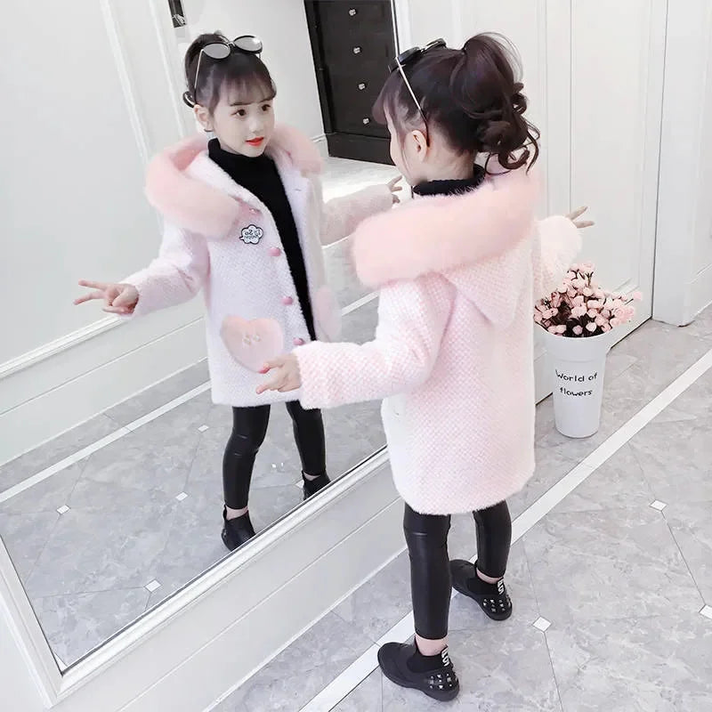 Children`s Winter Outerwear 2023 New Fashion Kids Girl Overcoat Teenager Jacket Warm Long Coats Clothing Fall Clothes for Girls