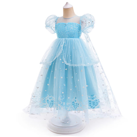 Frozen Elsa Princess Dresses Cosplay Girls The Dress Anime Cosplay  Puff Mesh Kids Clothing Halloween Role Playing Evening Dress - www.sixcolors.us