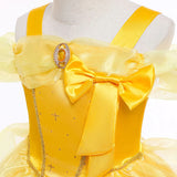 Kids Princess Cosplay Costume Girl Dress Belle Floral Vestido Beauty Beast Fantasy Outfits Carnival Halloween Party Elegant Gown - www.sixcolors.us