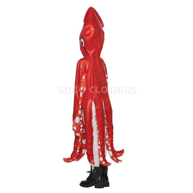 Kids Children Halloween Children's Cute Cute Cute Cute Squid Costume New Marine Creatures One Piece School Party Funny Dress - www.sixcolors.us