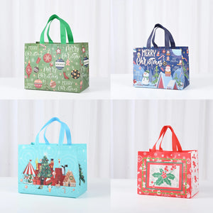 Cute Cartoon Santa Claus Elk Snowflake Coated Non-Woven Bag Folding Bag Candy Apple Print Package Bag Home Party Supplies - www.sixcolors.us