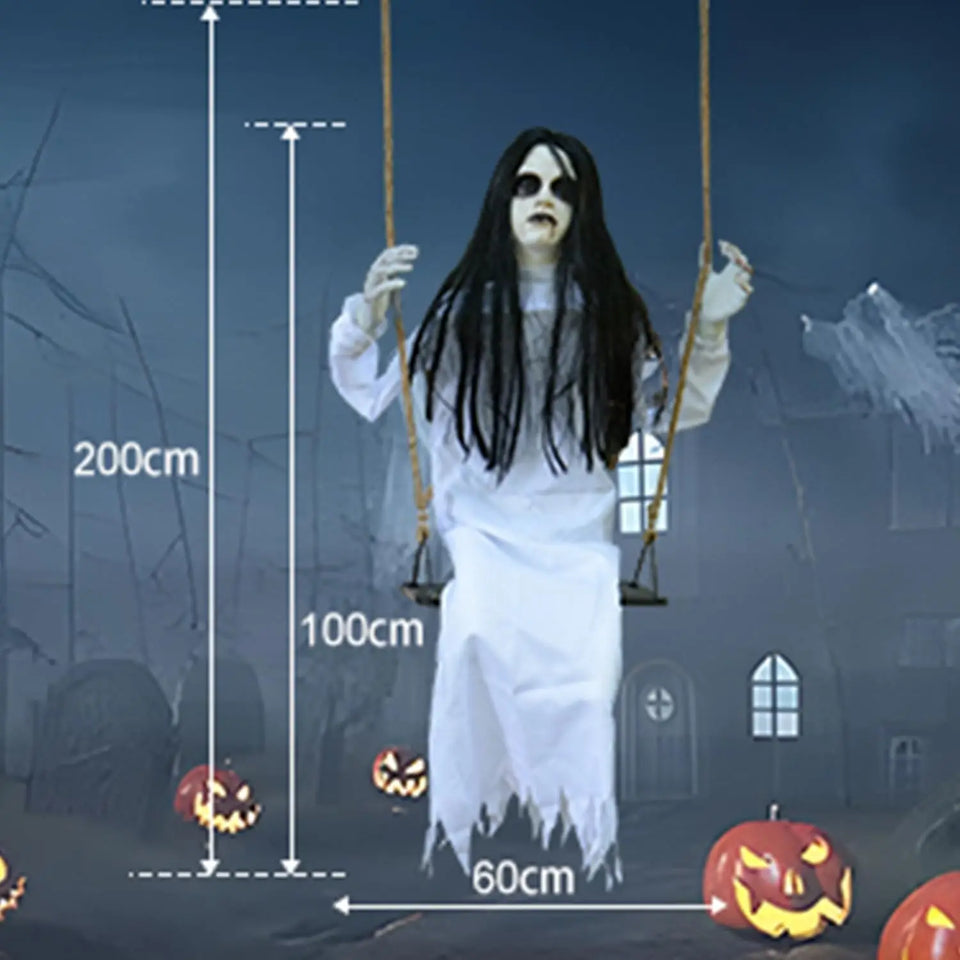 Halloween Decorations Props Hanging Swinging Girl with Creepy Expressions Hanging Ghosts The Best Indoor and Outdoor Decorations - www.sixcolors.us