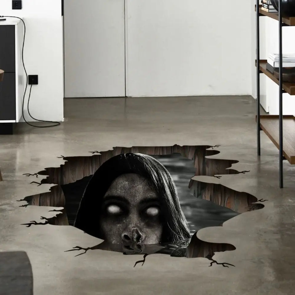 Scary Halloween Ghost Floor Stickers PVC Removable Ghost Wall Stickers Waterproof Halloween Wallpaper Decal Haunted House - www.sixcolors.us