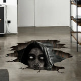 Scary Halloween Ghost Floor Stickers PVC Removable Ghost Wall Stickers Waterproof Halloween Wallpaper Decal Haunted House - www.sixcolors.us