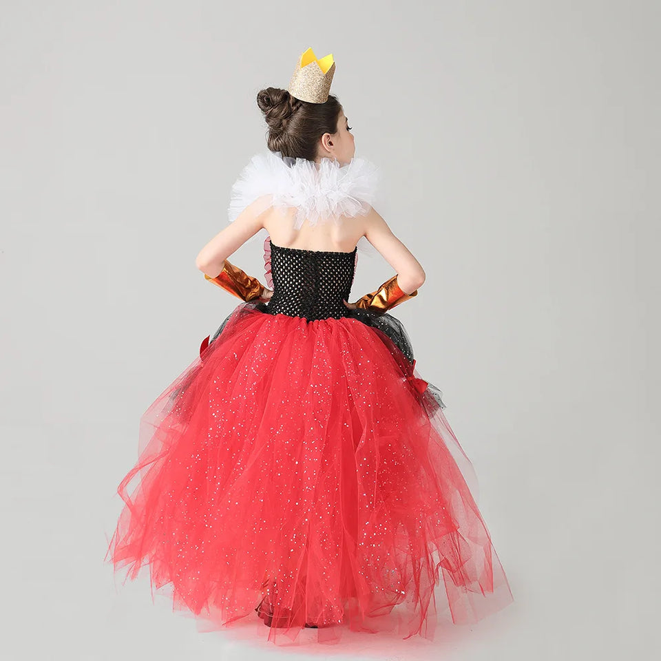 Kids Girl The Red Queen Halloween Cosplay TUTU Dress Party Carnival Princess Clothing Alice in Wonderland Christmas 2-10T - www.sixcolors.us