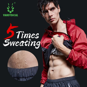 VANSYDICAL Running Jacket Men Pullover Hooded Long Sleeve Sportswear Gym Fitness Training Weight Loss Sweating Sauna Sport Shirt