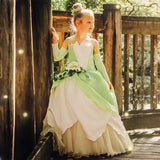 Luxury Tiana Dress For Girl Disney Princess Outfits Kid Halloween Fantasy Cosplay Costume Tiana And The Frog Dress Up Theme Sets - www.sixcolors.us