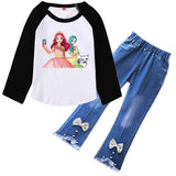 Secret J-Jouju Clothes Kids Cartoon S-Secret Jouju TShirt Baby Girls Long Sleeve Tops Jeans 2pcs Sets Children's Autumn Clothing