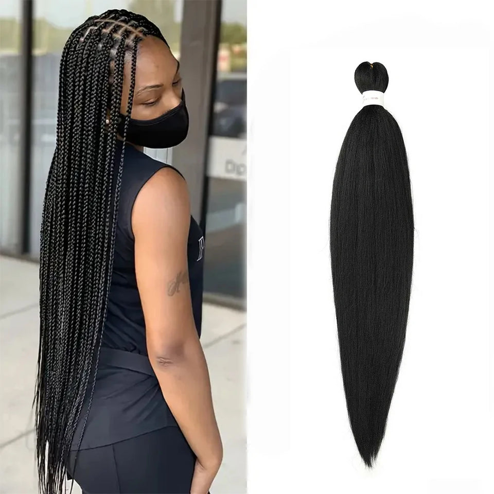 26inch long Yaki Straight Jumbo EZ Braiding Hair Extensions Synthetic Fiber Crochet Twist Braids DIY halloween cosplay women wig - www.sixcolors.us