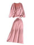 EWQ Women's Sweet Strapless Vest Long Sleeved Knitted Cardigan Jacket+sweater Skirt Y2k Korean Fashion Tide Autumn 2024 SM11652